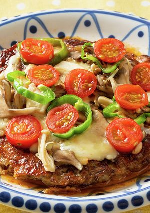 きのこたっぷりのハンバーグピザ-レシピのメイン写真