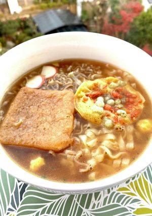 合体！赤い緑の蕎麦うどん-レシピのメイン写真