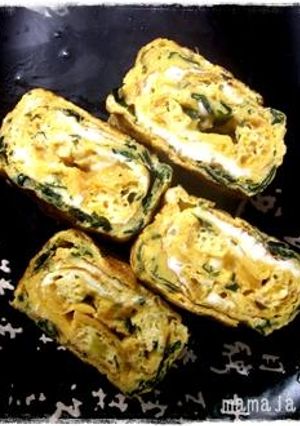揚げと青菜（混ぜるだけ）の卵焼き-レシピのメイン写真