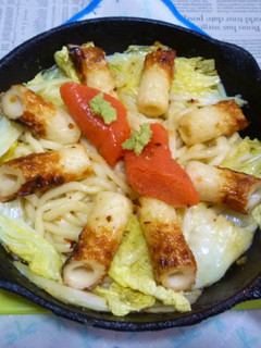 寅ちくわ・白菜の焼きうどん+辛子明太子-レシピのメイン写真