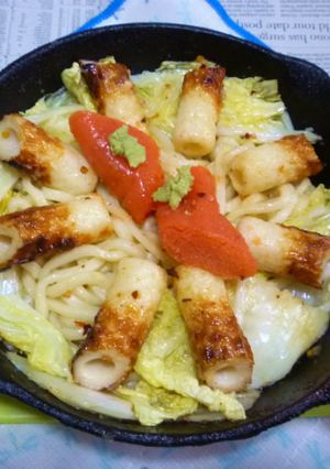 寅ちくわ･白菜の焼きうどん＋辛子明太子-レシピのメイン写真