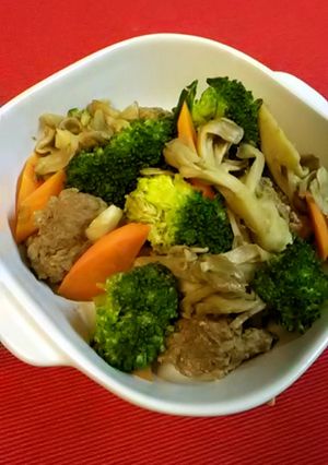 1人分レシピフライパンで6分蒸し牛ひき肉-レシピのメイン写真