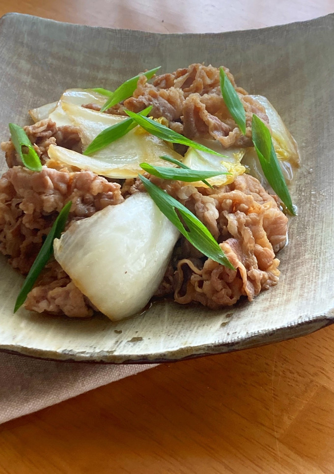 ＊甘辛食堂＊焼き白菜と牛肉のすき焼き風＊-レシピのメイン写真