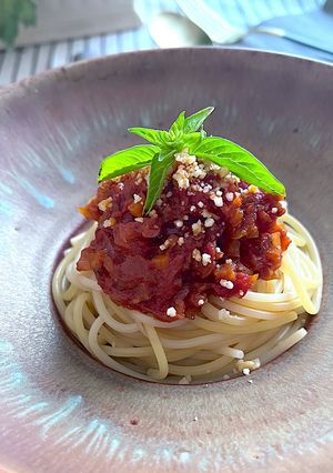 ごちそうトマトソースパスタ-レシピのメイン写真