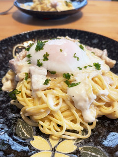簡単!温泉たまご♡カルボナーラ-レシピのメイン写真