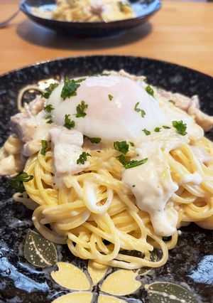 簡単!温泉たまご♡カルボナーラ-レシピのメイン写真
