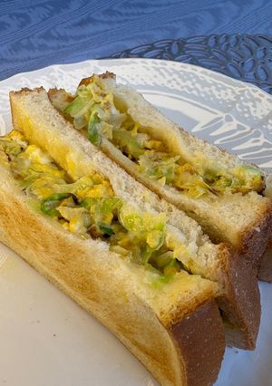 【簡単朝食】キャベツ千切卵のホットサンド-レシピのメイン写真