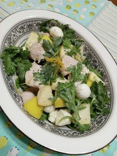 春菊サラダin鶏むねモッツァレラりんご-レシピのメイン写真
