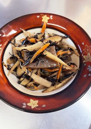 鉄分繊維ひじき入りのきんぴらごぼう〜☆-レシピのメイン写真