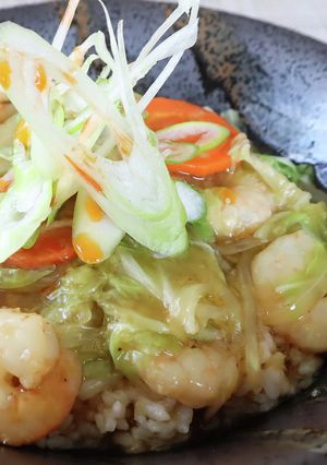 レンジで手早く１品☆エビと白菜の中華丼-レシピのメイン写真
