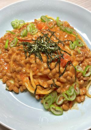 ワンパン納豆トマトパスタ-レシピのメイン写真