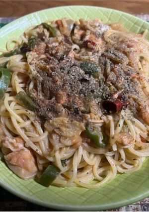 スパゲティ・サーモン・トマト・クリーム-レシピのメイン写真