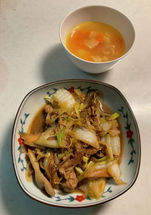 味噌炒め、コンソメスープ-レシピのメイン写真