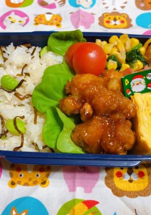時短お弁当盛り付け記録 旨たれ唐揚げ-レシピのメイン写真