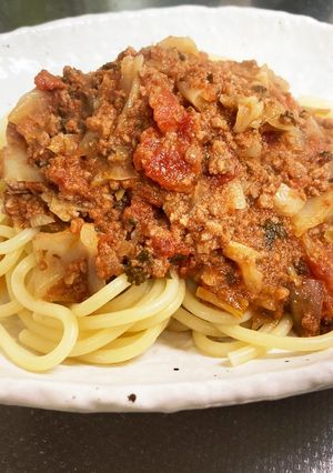 キャベツたっぷり、ミートソースパスタ-レシピのメイン写真