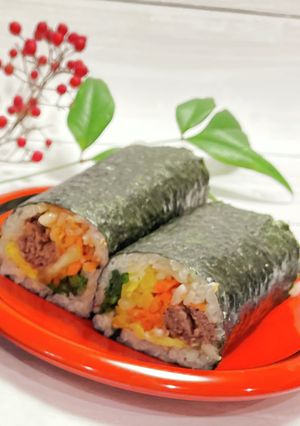 【ポリ袋で簡単】恵方巻（キンパ）-レシピのメイン写真