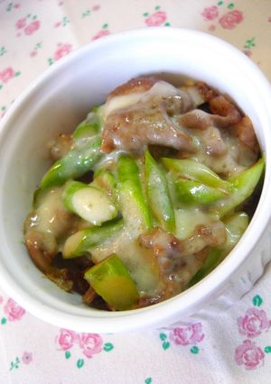 ✿豚肉＆アスパラ炒めのチーズ焼き✿-レシピのメイン写真