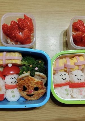 3歳8ヶ月と1歳8ヶ月クリスマスお弁当-レシピのメイン写真