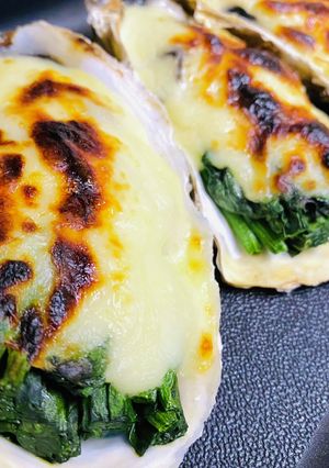 ホワイトソースでほうれん草と牡蠣グラタン-レシピのメイン写真