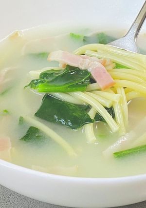 お鍋ひとつで・パスタの牛乳スープ-レシピのメイン写真