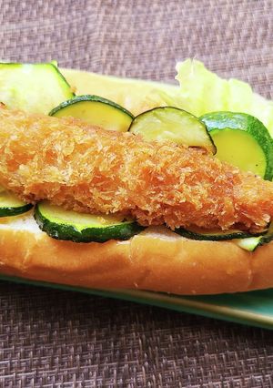 ズッキーニとエビフライのホットドッグ！-レシピのメイン写真