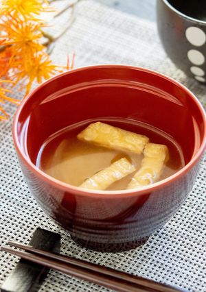 玉葱とあげの味噌汁【入院食㉘昼/温副菜】-レシピのメイン写真