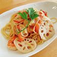 エビとベビーホタテのパスタ・レンコン入り