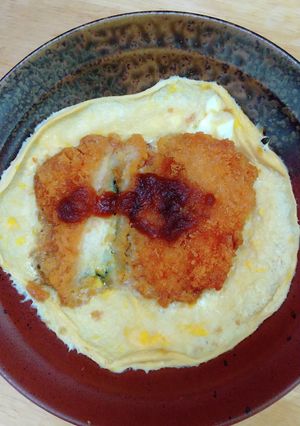 電子レンジで冷凍鶏カツ卵とじ-レシピのメイン写真