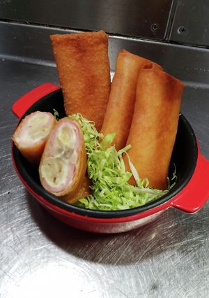 ハムチーズ＆マカロニグラタンの春巻き！-レシピのメイン写真