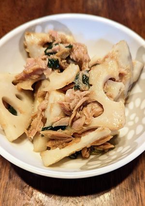 れんこんとツナのはちみつ生姜醤油炒め-レシピのメイン写真
