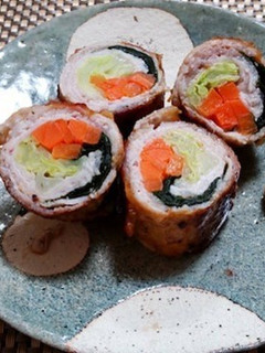 【ダイエット】野菜とわかめの豚肉巻き-レシピのメイン写真