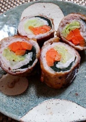 【ダイエット】野菜とわかめの豚肉巻き-レシピのメイン写真