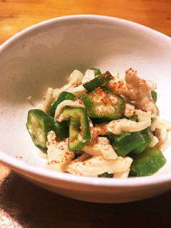 簡単おつまみ☆鶏皮オクラぽん酢-レシピのメイン写真