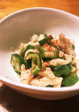 簡単おつまみ☆鶏皮オクラぽん酢-レシピのメイン写真
