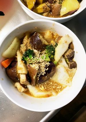 根菜茄子コク旨甘酸っぱ炒め味温野菜サラダ-レシピのメイン写真