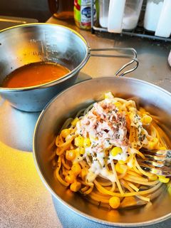 コンソメ漬けの麺からコーンマヨパスタ-レシピのメイン写真