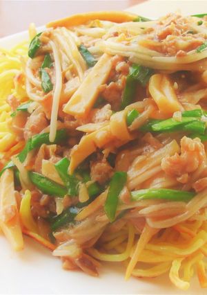 豚こまと青ニラともやしのあんかけ焼きそば-レシピのメイン写真