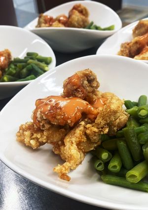 鶏もも肉の唐揚げ　オーロラソース-レシピのメイン写真