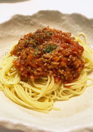 野菜たっぷり!褒められミートソースパスタ-レシピのメイン写真