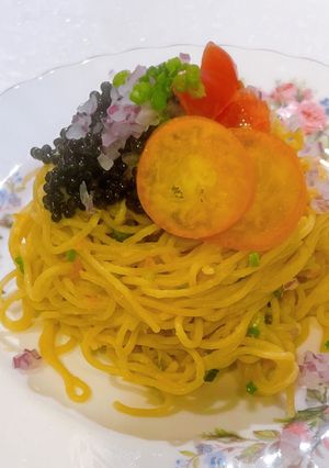 キャビアと金柑の冷製パスタ-レシピのメイン写真