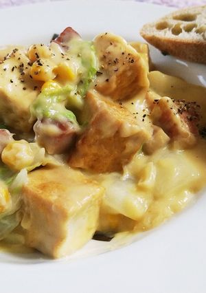 白菜と厚揚げのコーンクリーム仕立て-レシピのメイン写真