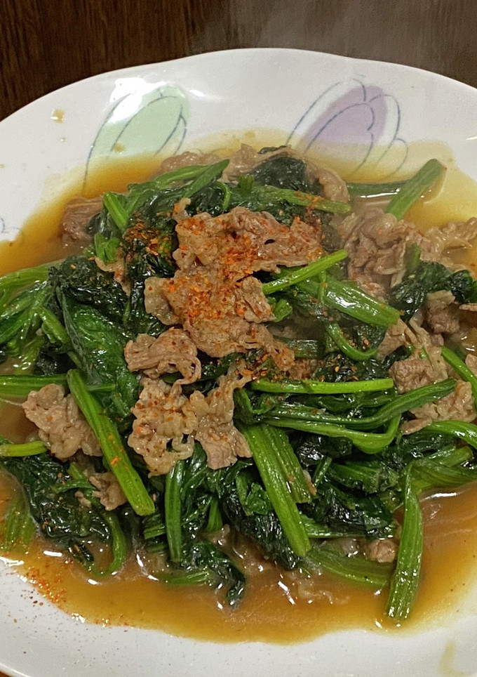 牛バラ切り落としとほうれん草の炒め物-レシピのメイン写真