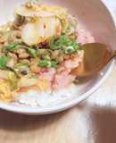 5分もかからない？！納豆キムチネギトロ丼