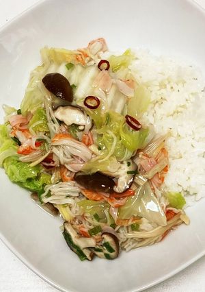 白菜・きのこ・カニカマ丼-レシピのメイン写真