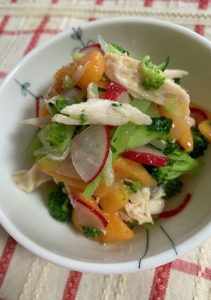 鶏ササミと柿の彩りサラダ〜♪-レシピのメイン写真