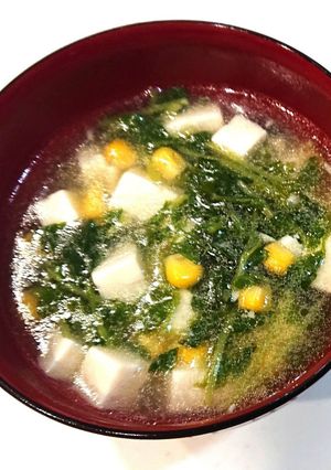 とろ~り食感♡豆苗とコーンの中華風スープ-レシピのメイン写真