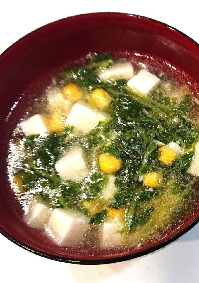 とろ～り食感♡豆苗とコーンの中華風スープ-レシピのメイン写真