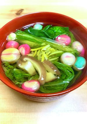 お吸い物 青菜と麩(豆腐でも♪)-レシピのメイン写真