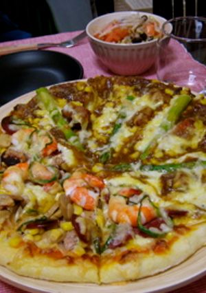 ☆エビとカレーのハーフ＆ハーフピザ☆-レシピのメイン写真