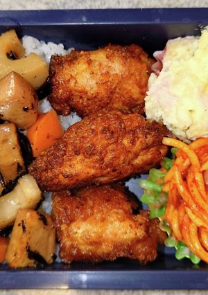 鶏唐揚　ポテサラ　ナポリタン　弁当-レシピのメイン写真